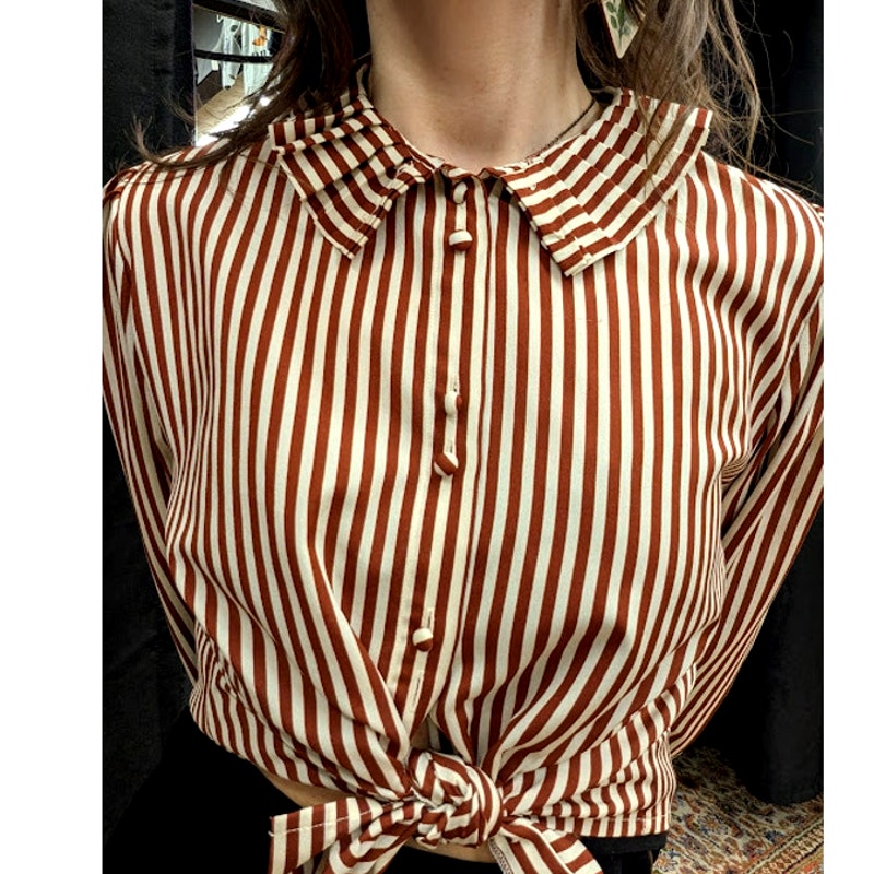 Vintage Nordstrom Rust Striped Blouse