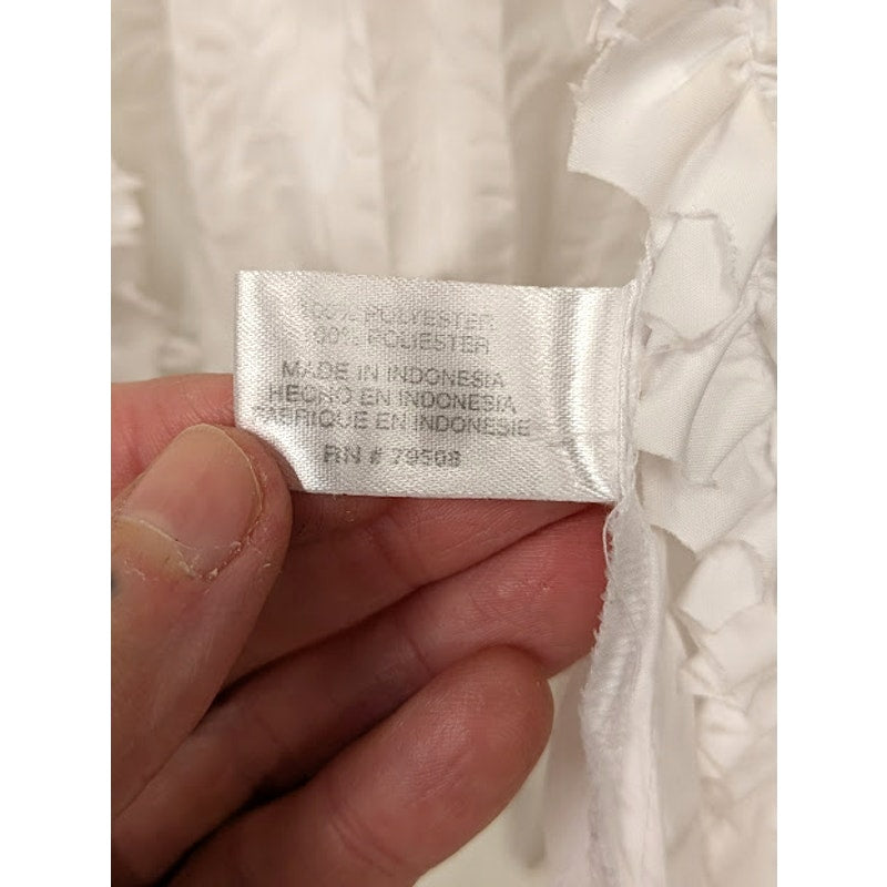 La Caviar White Y2K Ruffle Blouse