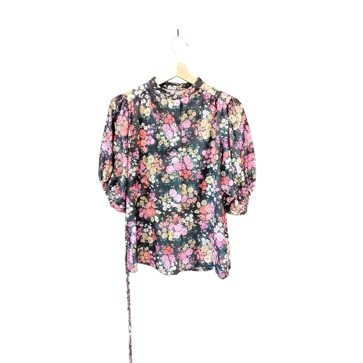 Vintage Floral Blouse with Puffy Sleeves