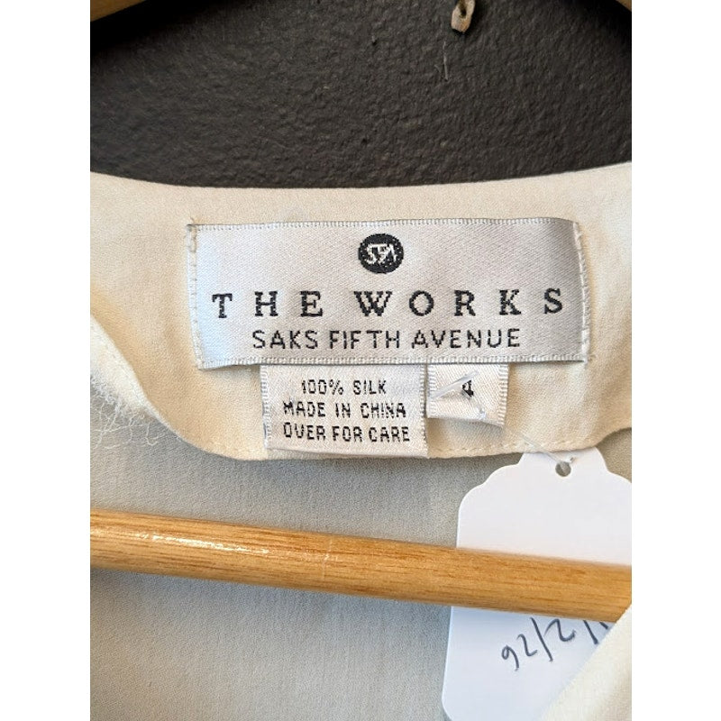 Sax Fifth Ave. Silk Ivory Short Sleeve Blouse