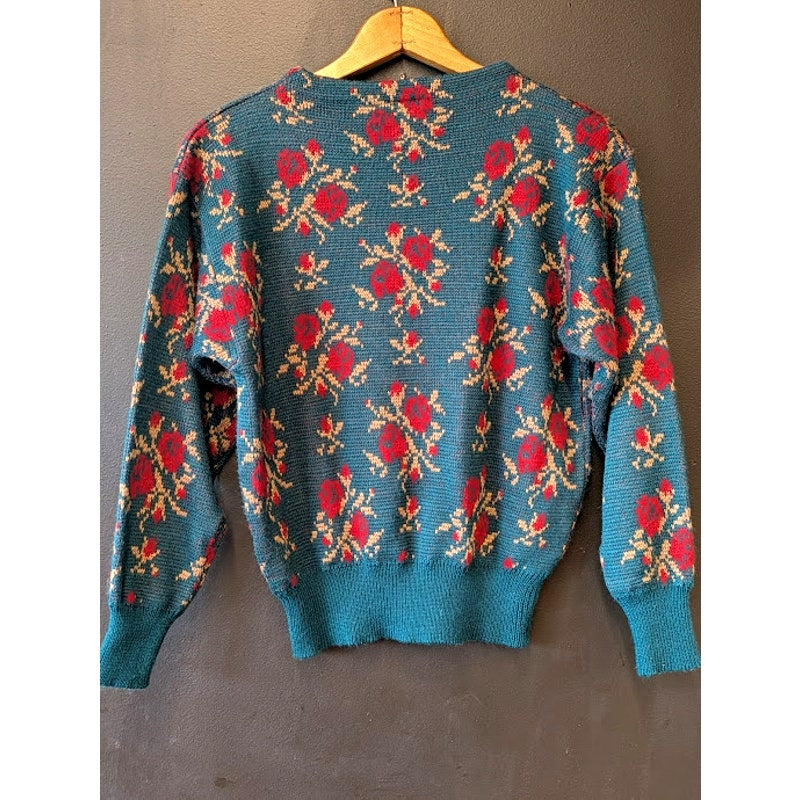 Vintage Crazy Horse Rose Print Sweater