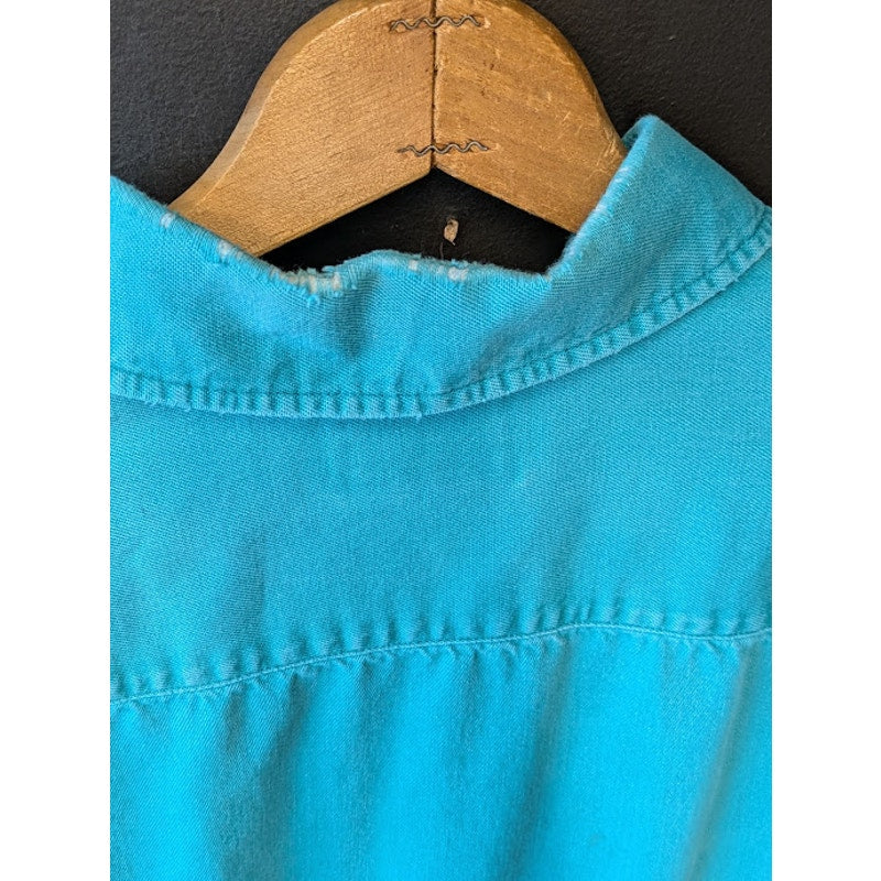 Distressed Teal Eddie Bauer Cotton Button Up Shirt