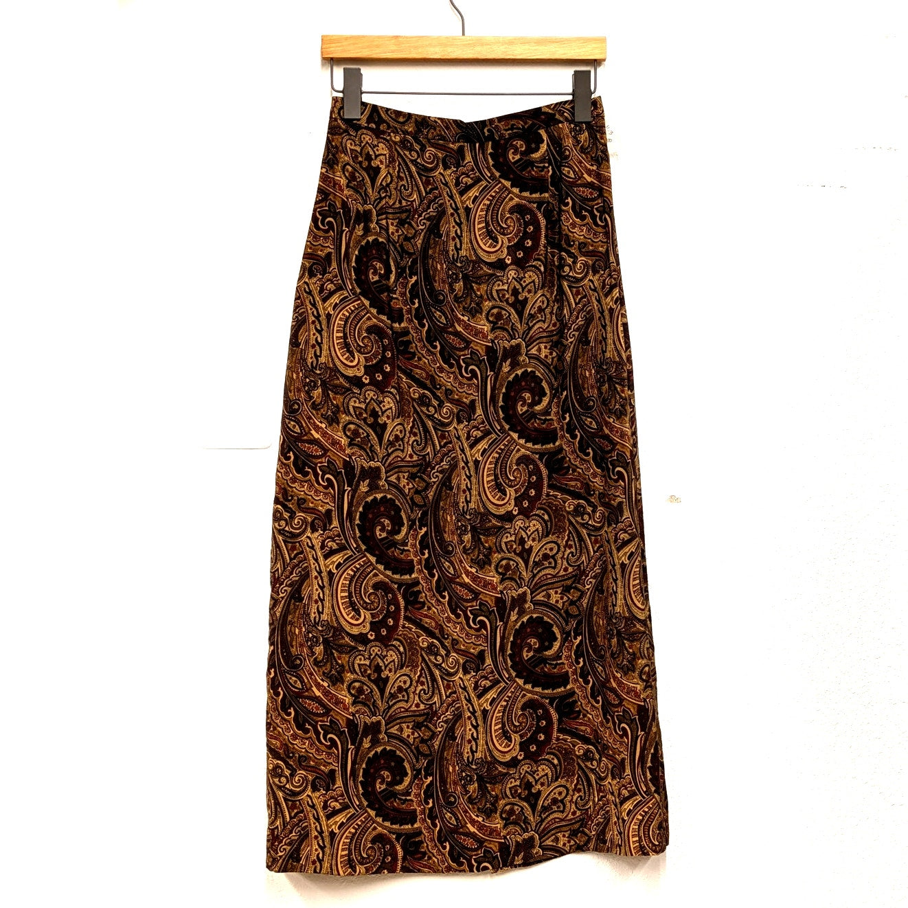 90s Casual Corner Silk Paisley Maxi Skirt