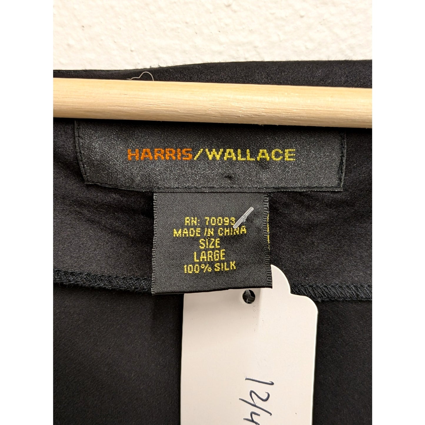 Harris Wallace Black 100% Silk Scoop Neck Blouse