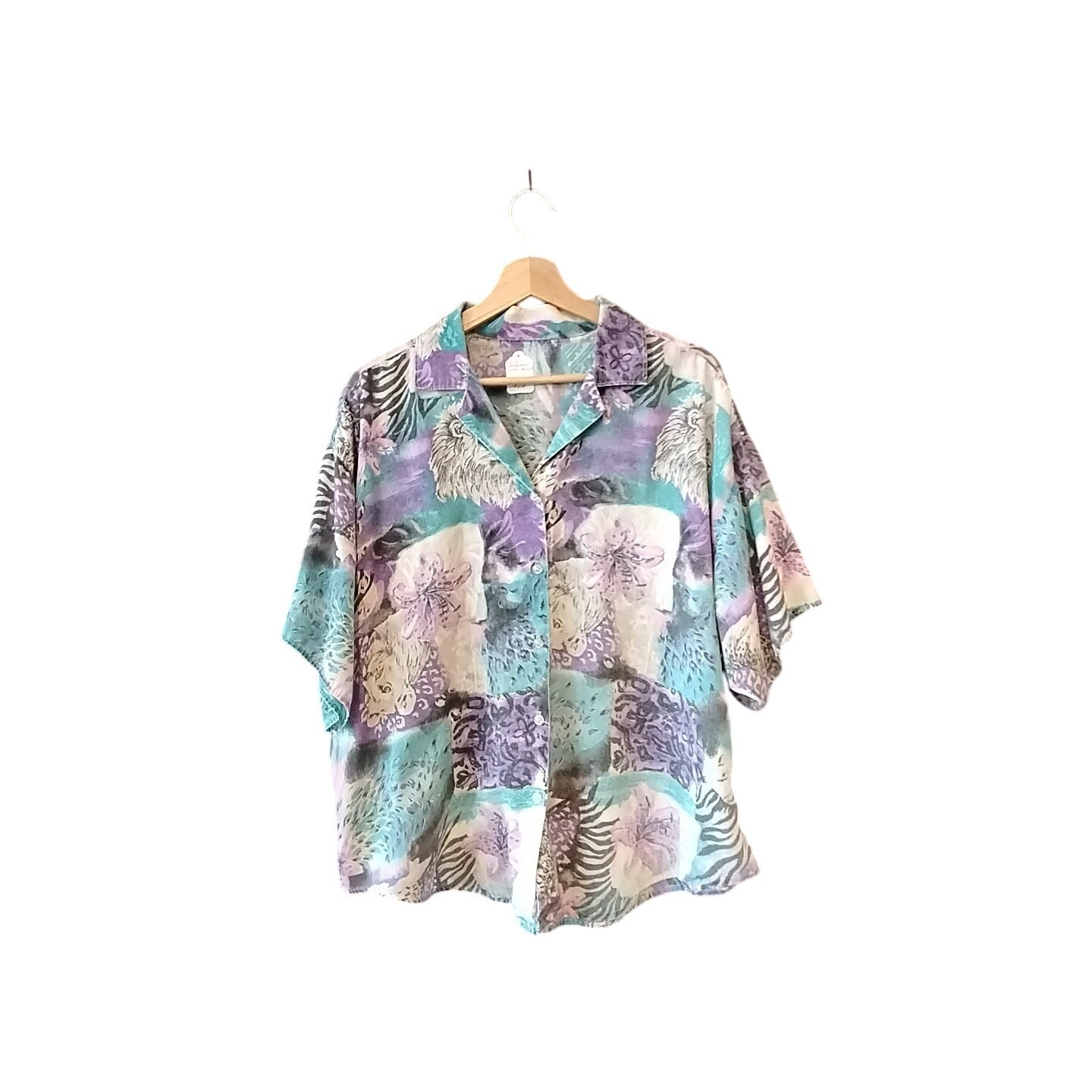Vintage Floral and Lion Patterned Button Up
