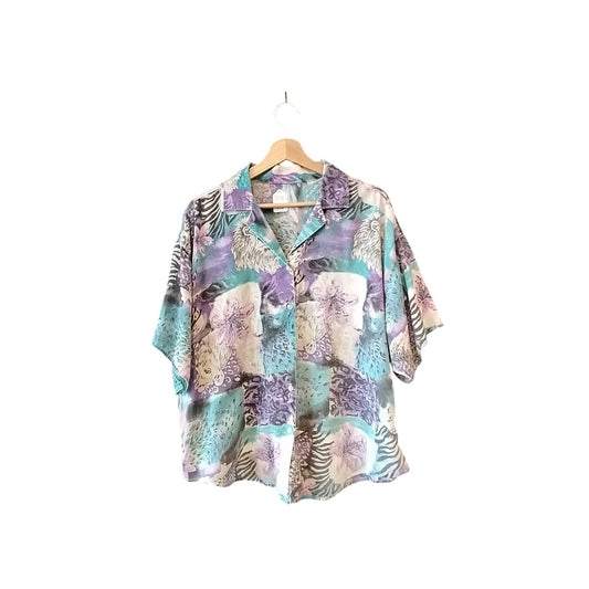Vintage Floral and Lion Patterned Button Up
